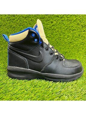 Nike Manoa LTR Boys Size 5Y Black Blue Athletic‎ Outdoor Hiking Boots Shoes